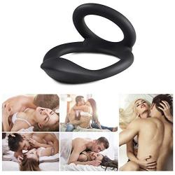 Durable Silicone Male Enhancement Exercise Bands Penis Ring, 1.3&quotDiameter of Small Ring & 2" Diameter of Big Rings Sex Toy for Men Black