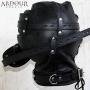 100 % Real Genuine Leather Bondage Mask Hood with Mouth Gag & Blindfold Bondage Restraint