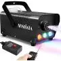 MOSFiATA Fog Machine with Controllable Lights, 500W Professional DJ LED Smoke Machine 3 Color Light with Wireless Remote Control and Wired Control 2000 CFM Huge Fog for Halloween Holidays Parties MOSFiATA Fog Machine with Controllable Lights, 500W Professional DJ LED Smoke Machine 3 Color Light with Wireless Remote Control and Wired Control 2000 CFM Huge Fog for Halloween Holidays Parties