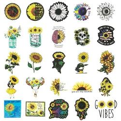 Sunflower Stickers, Laptop Stickers Vinyl Waterproof Stickers for Hydroflasks Water Bottle Stickers Computer Stickers for Teens Skateboard Guitar Phone Car Decals (50pcs)