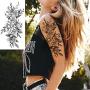 8 Sheets Large Petal 3D Flowers Temporary Tattoos Stickers for Women, Large Black Rose Flowers, Waterproof Fake Tattoos Body Art Arm Sketch Tattoo Stickers for Women, Girls