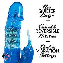 LeLuv Rabbit Vibrator Rotating Pearls Multispeed Clitoral Tickler Bundle with Secret Lipstick Pink