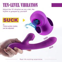 Clǐt-or-al Sucking Vǐb-Rat-or, G Spot Vǐbr-ATO-rs & Nipple Stim-ula-tor with Suction 10 Frequencies and 3 Speeds， Super Soft Premium Quality Silicone