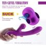 Clitoral Sucking Vibrator for Women, Heating Dildo Vibrator G Spot Clitoris Anal Massager with 10 Vibration & 3 Suction Patterns Adult Sex Toys Vibe Rechargeable Waterproof (Purple)