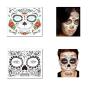 12Pcs Halloween Face Tattoo Stickers Day Of The Dead Makeup Kit Sugar Skull Temporary Face Tattoo for Halloween Masquerade Party, Fashion Floral Skeleton Pattern