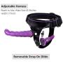 Strap on Dildo Double Dongs with Adjustable Harness G Spot Massager for Lesbian Female Sex Toy (Purple)