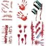 Halloween Zombie Scar Tattoo Sticker, 12 Sheets Waterproof Temporary Realistic Fake Bloody Wound Tattoos for Halloween Makeup, Cosplay and Masquerade Party