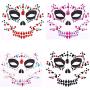 Day of Dead 4 Sets Halloween Skull Face Jewels Tattoo Stickers