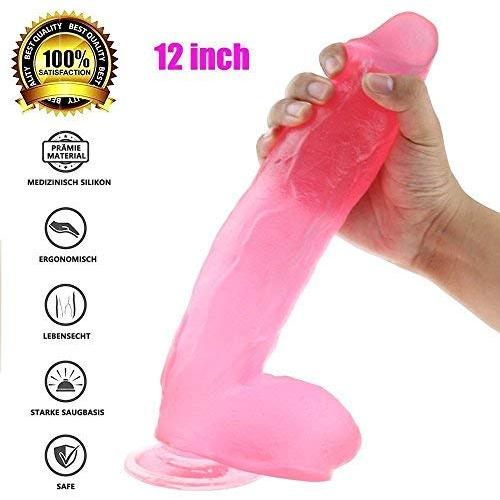 Sex Talk 12 inch Huge Dildo Extreme Big Realistic Sturdy Suction Cup Penis for Women Sex Toys（Pink）