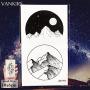 12 Pieces/Lot Mens Fashion Moon Temporary Tattoos Round Totem Fun Sun Wave Magic Tatoos Women Triangle Forest Tattoo Stickers Cover Custom Paste 10x6CM