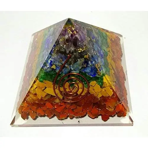 Orgone Seven Chakra Crystal Energy Generator Pyramid | Natural Chips 7 Chakra Orgonite Pyramid | Emf Protection | Healing Crystal Reiki Gift Home Office Chakra Balancing Wellness Orgone Seven Chakra Crystal Energy Generator Pyramid | Natural Chips 7 Chakra Orgonite Pyramid | Emf Protection | Healing Crystal Reiki Gift Home Office Chakra Balancing Wellness
