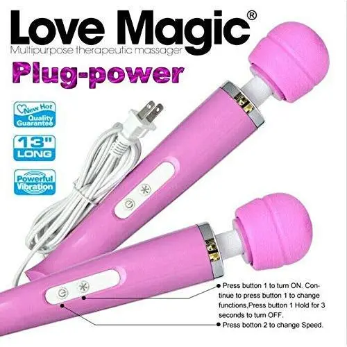 Love Magic Multi Speed Plug-in Full Body Massage Wand Powerful Motor Therapeutic, Electric Handheld Massager for Muscle Aches Back Neck and Shoulder Massage - Pink Love Magic Multi Speed Plug-in Full Body Massage Wand Powerful Motor Therapeutic, Electric Handheld Massager for Muscle Aches Back Neck and Shoulder Massage - Pink