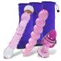 LeLuv Pretty Pink Glass Dildo and Butt Plug 3 Piece Gift Set Bundle with Premium Padded Pouches for Each