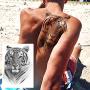 EGMBGM 6 Sheets Tribal Realistic Lion King Temporary Tattoo Stickers For Men Kids Cool Black Ink Tiger Drawing Waterproof Fake Tattoos For Women Body Art Real Large Tatoos Temporary Paper Set Animals