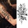 VANTATY 9 Sheets Charm Peony Rose Flower Temporary Tattoos for Women Body Art Blossoms Painting Washable Tattoo Stickers Fake Jewels Bracelet Design Forearm Tatoos for Adults Girls Wrist Arm