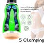 Male Masturbator Cup, Electric Automatic Clamping+Vibrating with Various Girls Moans Stroker Masturbation Cup Rechargeable 3D Realistic Vagina Massage Vibrator Sex Toys for Men Blowjob(Green)