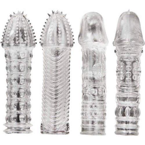 4 Pcs Different Silicone Condoms Penis Sleeves Cock Extensions Penis Extender,sex Toys, Sex Products