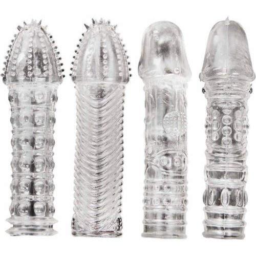 4 Pcs Different Silicone Condoms Penis Sleeves Cock Extensions Penis Extender,sex Toys, Sex Products