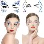 Lady Up 6 PCS Face Gems Stickers Rhinestones Crystals Rainbow Mermaid Face Jewels Glitters Temporary Tattoos Stickers for Festival Halloween Carnival Party