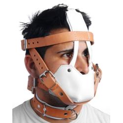 Strict Leather White and Tan Hospital Style Leather Muzzle