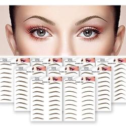 DAGEDA Brown 81 Pairs 9 PC Eyebrow Transfers Stickers, Long Lasting Natural Waterproof Bionic Eyebrow Water Transfer Tattoo Eyebrow Sticker For Woman Man Makeup Tool（Brown）