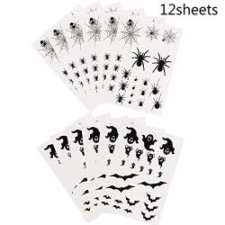 540 PCS Halloween Spiders and Net Body and Face Temporary Tattoos Stickers for kids and adults Costume