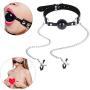 ACSUSS PU Leather Collar Strap with Silicone Ball Mouth Gag and Clamps Clip ACSUSS PU Leather Collar Strap with Silicone Ball Mouth Gag and Clamps Clip