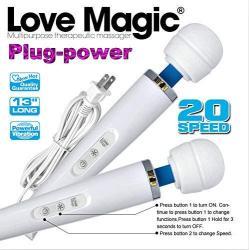 Wand Massager - Love Magic 20 Speed Plug-in Full Body Massage Wand Powerful Motor Therapeutic, Electric Handheld Massager for Muscle Aches and Sports Recovery