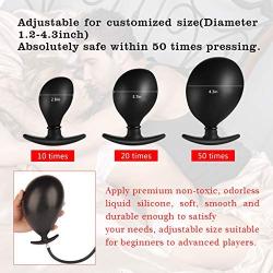 Male Butt Plug, Anal Plug Sex Toy Inflatable Silicone Butts Plug Trainer for Beginner Women Men Gay Black