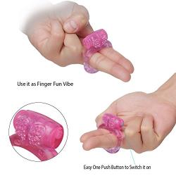 Sexy Slave [10-Pack] Butterfly Vibrating Cock Ring - Stretchy Penis Ring - Clitorial Stimulation for Women - Adult Sex Toys for Couples, Pink or Purple