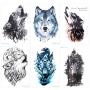Konsait 9 Sheet Wolf Temporary Tattoo Sticker for Adult Women Men Fashion Body Art Waterproof Temporary Tattoo Fake Tattoo Arm Hand Back, 21X15cm