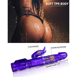 Bombex Temptation Rabbit Vibrator,Clitoral G-Spot Stimulator,Masturbation Vibe,Rotating Beaded Adult Massager for Women Female Beginner,Purple