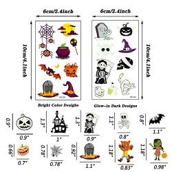 Halloween Tattoos for Kids, 160 pcs Halloween Temporary Tattoos including 70 Glow in the Night or Dark Halloween Trick or Treat Ghost Monster Pumpkin Tattoos