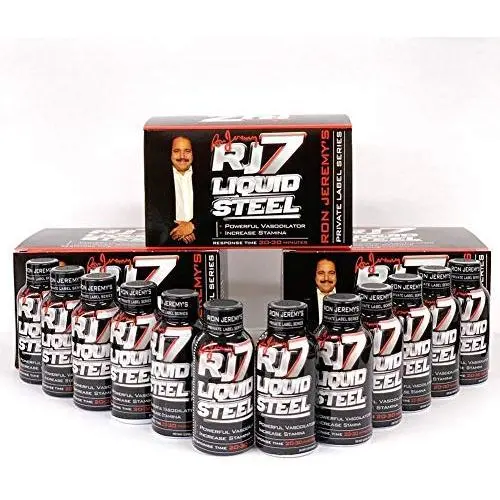 Ron Jeremy RJ7 Liquid Steel Mens Formula – Pre-Romance Liquid Shot to Boost Drive, Stamina and Firmness. Works in Under 30 Minutes. 36 Bottles 2 Ounces Each.