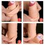 Male Super Elasticity Silicone Penis Sleeve Extender Stretchy Cock Sleeve Realistic Dildo Extender Reusable Delaying Silicone Soft Stretchy Dildo Cover Enlargement Condom Sex Enhanced Toys for Men