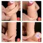 Male Super Elasticity Silicone Penis Sleeve Extender Stretchy Cock Sleeve Realistic Dildo Extender Reusable Delaying Silicone Soft Stretchy Dildo Cover Enlargement Condom Sex Enhanced Toys for Men