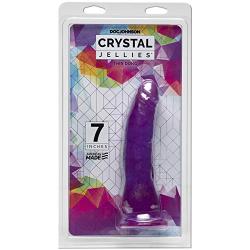 Doc Johnson Crystal Jellies - Thin Dong - 7 Inch - 1.5" Wide - Strong Suction Cup Base - O-Ring Harness Compatible Dildo, Purple