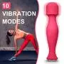 Mini Wand Massager, Small Wireless Massage Toy 10 Intensities Cordless Portable Bullet Travel Size Handheld Powerful Massage for Back Female Women Men Silent Waterproof USB Rechargeable, Crimson