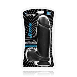 Si Novelties Thick Silicone Dong Suction with Balls, Black, 9 inch, 16 Ounce