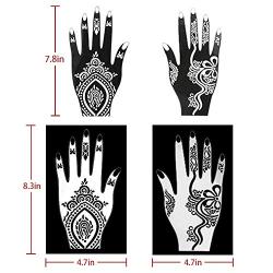 Koogel 18 Sheets Henna Tattoo Stencil Kit, 97 Pcs Temporary Glitter Airbrush Tattoo Stencils Arabian Tattoo Stickers for Face Paint Body Art