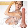 SXOVO Liquid Silicone G-spot Stimulator, 9.8 inch Double Layered Fake Penis with Strong Suction Cup for Hands-Free Play, Huge Realistic Dildo Anal Sex Toys for Women