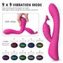 Soft Silicone Waterproof Rechargeable Rabbit Vibrator Dildo Sex Toy for Women, Oopsix Personal Massagers G Spot Vibrator Adult Toys for Couples with 9 Speed Vibration Led Lights