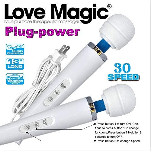 Wand Massager - Love Magic 30 Speed Plug-in Full Body Massage Wand Powerful Motor Therapeutic, Electric Handheld Massager for Muscle Aches and Sports Recovery
