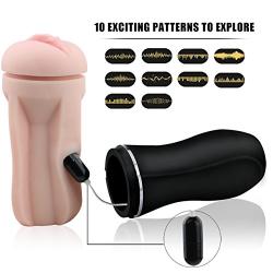 Male Masturbator With Strong Suction Base for Hands Free Fun, PALOQUETH Man Masturbation Cup with Porn Star Moaning Feature 10 Vibration Modes for Life like Experience