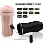 Male Masturbator With Strong Suction Base for Hands Free Fun, PALOQUETH Man Masturbation Cup with Porn Star Moaning Feature 10 Vibration Modes for Life like Experience