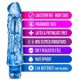Eden 9" Soft Large Thick Realistic Vibrating Dildo, Multi Speed Powerful Vibrator, Sex Toy for Women, Blue