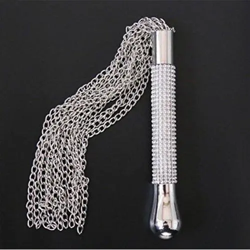 Romi SM BDSM Metal Diamond Handle Chain Whip Flogger Flirting Fantasy Fetish Hand Paddle Flirting Fantasy Sex Toys Fetish Hand Paddle Kinky Restraint Bondage Sex Role Play