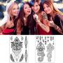 Yazhiji 8 sheets Extra Large Henna Mandala Temporary Tattoo Collection for Women and Girls Sexy Tattoo Stickers.