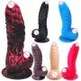 xinYxzR Dinosaur Scales Dildo G-spot Stimuate Silicone Orgasm Massage with Suction Cup Black Red