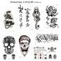 Konsait 30 Sheets Temporary Tattoos for Men Women Adult Fake Tattoo Body Art Stickers Waterproof Black Tiny Temporary Tattoo for Hand Neck Wrist Arm Shoulder Chest Back Legs, Dragon Anchor Lion Skull